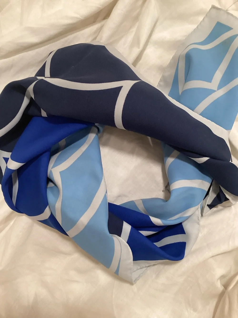 Jaleh & Joseph hues of blues  Silk Scarf 26”X26”